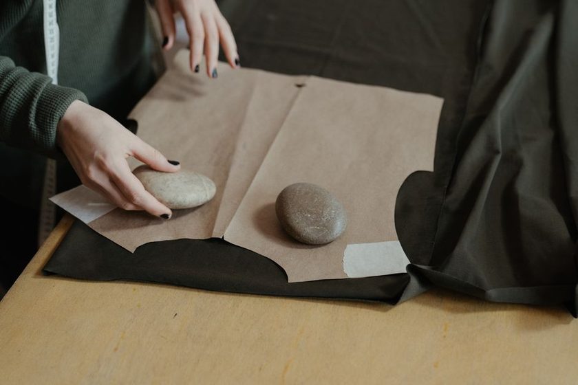 Two master pattern copies side by side, one paper and one stabilized cloth